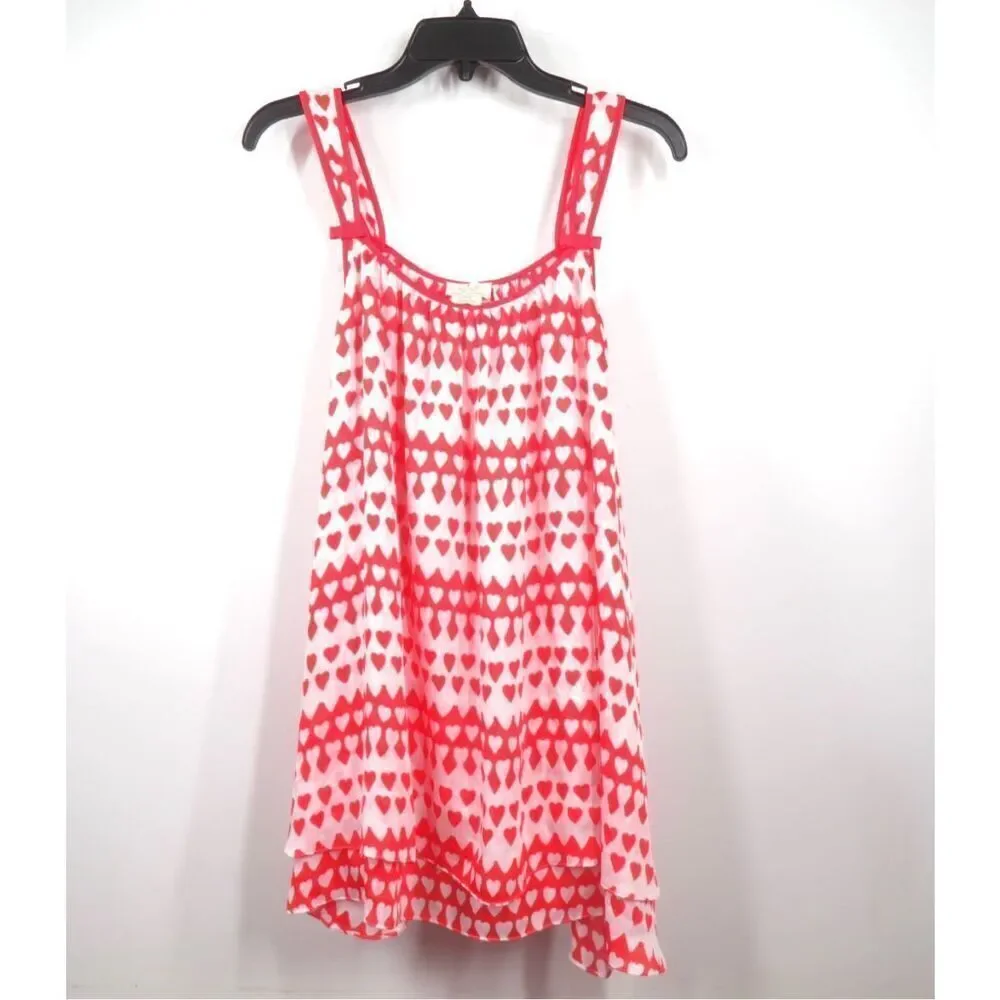 Kate Spade Dream A Little Dream Hearts Crinkle Chiffon Chemise Nightie Women M